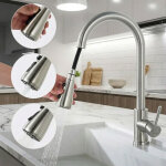 Robinet de cuisine avec douchette extractible mitigeur cuisine bross� en acier inox robinet d'�vier pour ...