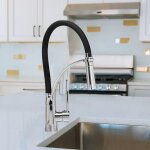 Robinet de cuisine, flexible bec pivotant � 360� et tuyau en silicone noir mitigeur cuisine, avec douchette ...