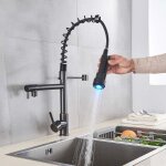 Robinet de cuisine laiton orb mitigeur cuisine deux jets robinet avec douchette flexible et pivotante ...