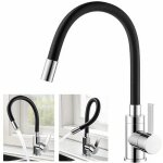 Robinet de cuisine mitigeur flexible noir, bec haut orientable 360�, installation facile, chrom�