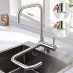 Robinet cuisine, mitigeur cuisine rabattable avec 2 jets modes, robinet de cuisine sous fentre avec ...