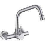 Robinet de cuisine mural 2 jets d'eau, mitigeur d'vier cuisine en acier inoxydable 304, robinet cuisine ...