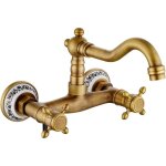 Robinet de cuisine mural ancien mitigeur robinet retro bronze antique rotation 360 � double contr�le ...