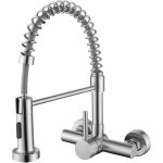 Robinet de cuisine mural avec bec flexible, mitigeur evier avec 2 types de jet, robinetterie eau chaude ...