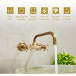 Robinet cuisine mural bronze antique, rotatif � 360� mitigeur d'�vier murale laiton, retro double poign�e ...