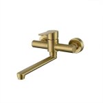 Robinet de cuisine mural, dor�, mitigeur d'�vier en acier inoxydable bross�, robinet d'�vier mural � ...