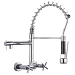 Robinet de cuisine mural encastr� avec bec r�tractable, robinet d'�vier rotatif � 360� avec 3 modes de ...