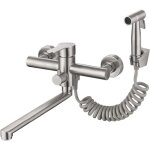 Robinet de cuisine mural en nickel bross� avec douchette lat�rale - mitigeur d'�vier utilitaire de qualit� ...