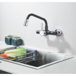 Robinet de cuisine mural noir 2 jets d'eau, mitigeur d'vier cuisine en acier inoxydable 304, robinet ...