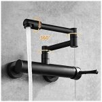 Robinet de cuisine mural, t�lescopique pliant, robinet mural noir, robinet mural en laiton, mitigeur ...