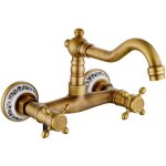 Robinet de cuisine mural vintage pivotant � 360� , robinet lavabo vintage avec c�ramique en laiton avec ...