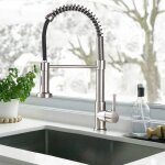 Robinet cuisine nickel bross� mitigeur cuisine avec douchette 360� robinet d'�vier � arc �lev� pulv�risateur ...