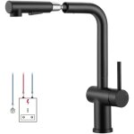 Robinet cuisine noir basse pression 3 sorties, mitigeur de cuisine avec douchette