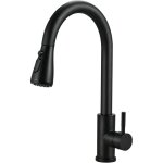 Robinet mitigeur de cuisine noir en acier inoxydable ? douchette extensible pivotante 360� ? 2 modes ...
