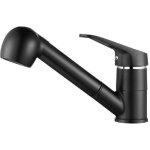 Robinet de cuisine noir avec douchette extractible, mitigeur d'vier en laiton 360, monotrou, eau chaude ...