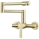 Robinet de cuisine or bross� laiton robinet mitigeur mural monocommande avec bras oscillant et chaude ...