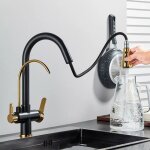 Robinet de cuisine 3 voies avec osmose inverse (eau pure), robinets m�langeur de cuisine pivotant 360�, ...