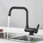 Robinet de cuisine pliant noir, mitigeur pliant � poign�e unique en laiton chaud et froid, �vier de cuisine ...