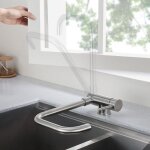 Robinet cuisine rabattable, mitigeur cuisine rotatif � 360�, mitigeur de evier contre fen�tre