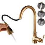 Robinet de cuisine vintage en laiton bronze antique � trou unique avec pulv�risateur r�tractable (ruisseau, ...