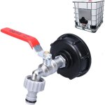 Robinet cuve 1000l avec adaptateur robinet tuyau arrosage, s60x6 ibc raccord robinet, robinet de jardin ...