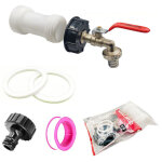 Robinet cuve 1000l, vanne cuve avec adaptateur en plastique 3 / 4 , s60x2 ibc raccord robinet, avec rallonge, ...