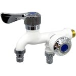 Robinet d'eau multifonction 2 en 1 avec deux vannes, mitigeur de lavabo, inverseur et r�partiteur - blanc ...