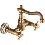 Robinet d'�vier mural, robinet pivotant en cuivre, robinet d'�vier d'eau chaude et froide, adapt� � la ...