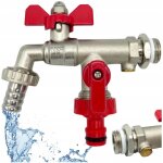 Robinet de jardin double 1 / 2 � connecteur rapide pour robinet externe