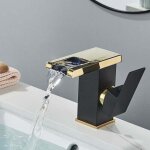Robinet de lavabo cascade led - robinet salle de bain noir et or - mitigeur lavabo dore - robinet vintage ...