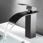 Alovez - robinet de lavabo cascade, mitigeur cascade noir, robinet salle de bains monotrou sur plage, ... Alovez - robinet de lavabo cascade, mitigeur cascade noir, robinet salle de bains monotrou sur plage, ...