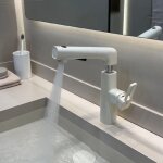 Robinet de lavabo avec douchette extractible ? mitigeur monocommande 3 modes (laiton blanc) ? eau chaude ...