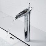 Robinet de lavabo, mitigeur cascade de salle de bain, eau chaude et froide rglable, matriau en laiton ...