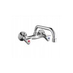Robinet de lavabo mural � double levier chrom� norm