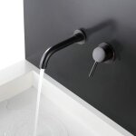 Robinet lavabo mural, mitigeur robinet salle de bains en laiton, noir mat