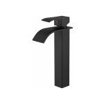 Robinet lavabo noir, haut mitigeur vasque à poser salle de bain, robinetterie grand bec carré en aciers ... Robinet lavabo noir, haut mitigeur vasque à poser salle de bain, robinetterie grand bec carré en aciers ...