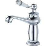 Robinet de lavabo � poign�e unique, robinet d'�vier � long col, style r�tro floral avec entr�e d'eau ...