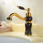 Robinet de lavabo r�tro �vier de cuisine mitigeur robinet de jade noir chaud et froid peut �tre lev�