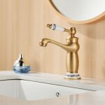 Jn. songs - robinet de lavabo r�tro en laiton robinet salle de bain vintage d'eau froide et chaude c�ramique ...