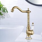 Ccykxa - robinet de lavabo rtro, robinet salle bain en laiton bronz, haut mitigeur lavabo bec pivotant ...