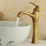 Robinet lavabo rtro robinet salle de bain en laiton haut monocommande mitigeur lavabo chaude et froide ...