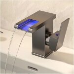 Robinet lavabo salle bain cascade led 3 couleurs mitigeur lavabo salle de bain robinet lave main laiton ...