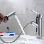 Robinet lavabo salle de bain avec douchette extractible 2 jets d?eau mitigeur evier cuisine en laiton ...
