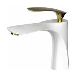 Sjqka - robinet de lavabo de salle de bain au fini blanc mitigeur chrom dor lavabo  montage sur pont ...