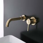 Heytea - robinet de lavabo pour salle de bains en laiton, montage mural, or bross, robinet salle bain ...