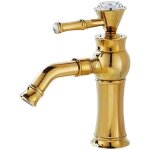 Robinet de lavabo de salle de bain, robinet de lavabo en or � poign�e unique, robinet en laiton, robinet ...