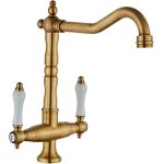 Cyslmuk - robinet mitigeur cuisine vintage robinet de lavabo rtro 2 poignes rglable chaude et froide ...