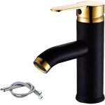 Robinet mitigeur eau chaude et eau froide, robinet de lavabo � levier unique (couleur : noir or version ...