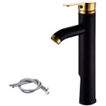 Robinet mitigeur eau chaude et eau froide, robinet de lavabo � levier unique (couleur : noir or version ...