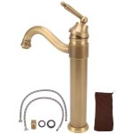 Robinet mitigeur d'eau froide et chaude  poigne unique, robinet d'vier haut en cuivre rtro industriel ...